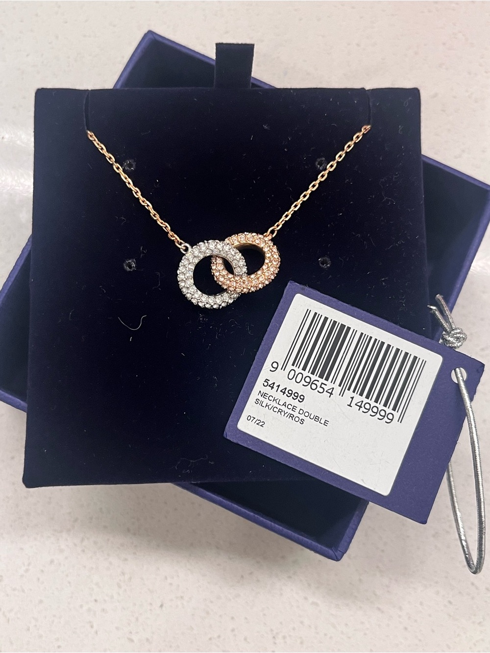 Swarovski Two-Tone Interlocking Crystal Necklace - Rose Gold & Silver